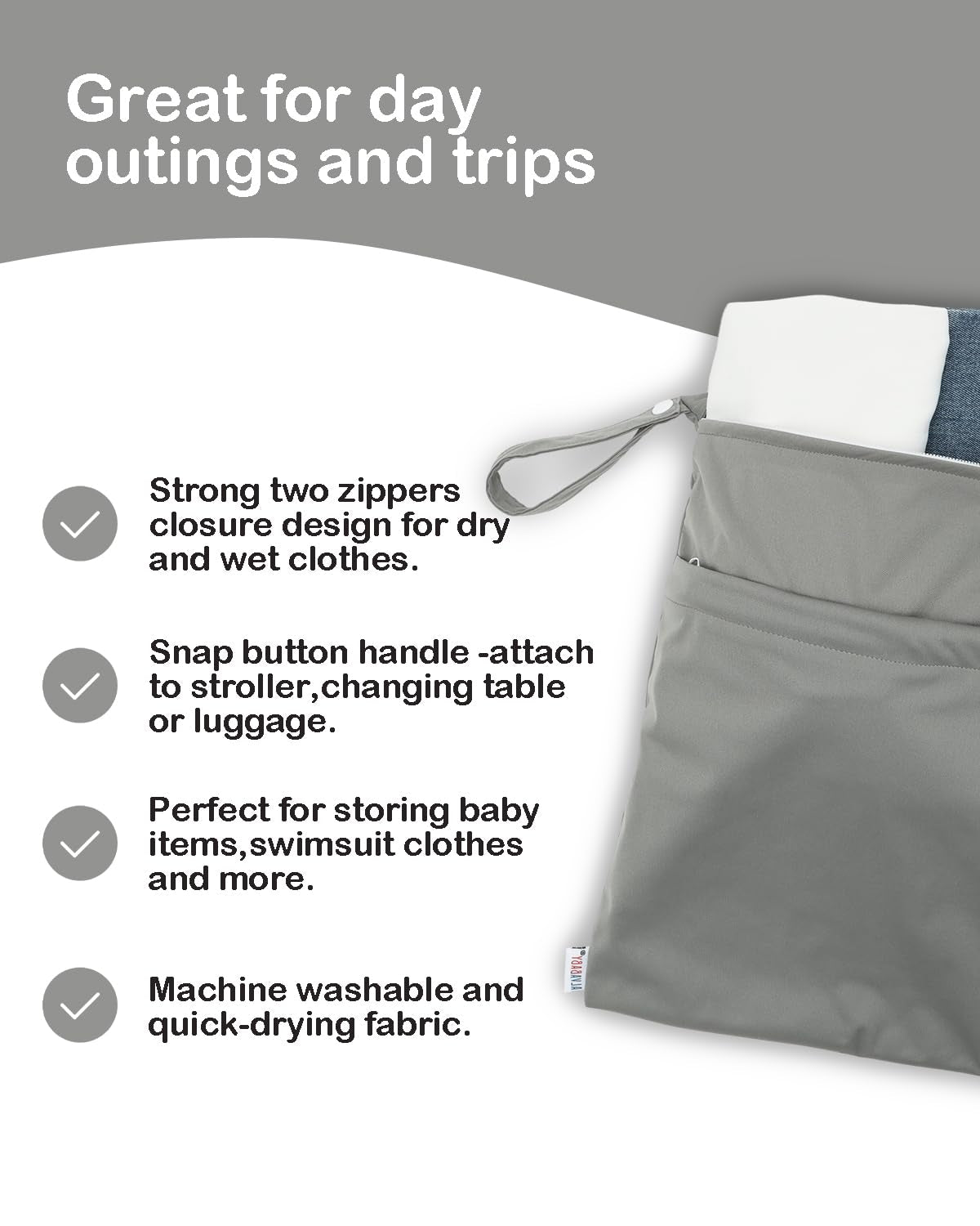 Christmas Gift 2Pcs Cloth Diaper Wet Dry Bags Waterproof Reusable with Two Zippered Pockets Travel Beach Pool Daycare Soiled Baby Items Yoga Gym Bag for Swimsuits or Wet Clothes L2933
