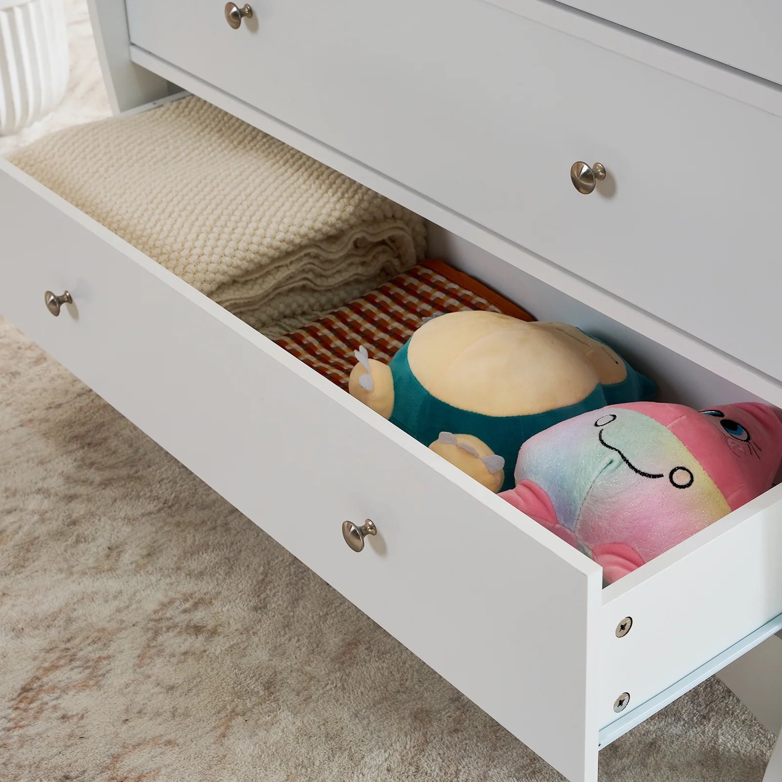 3-Drawer Changing Table, Wood Infant Diaper Changing Station, Baby Dresser for Nursery, (White)