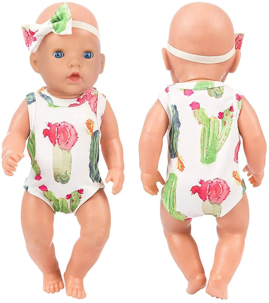 5 Sets 14-16 Inch Baby Doll Clothes and Headbands Outfits Pjs for 43Cm New Born Baby Dolls, 15 Inch Baby Doll, 18 Inch Girl Doll ﻿