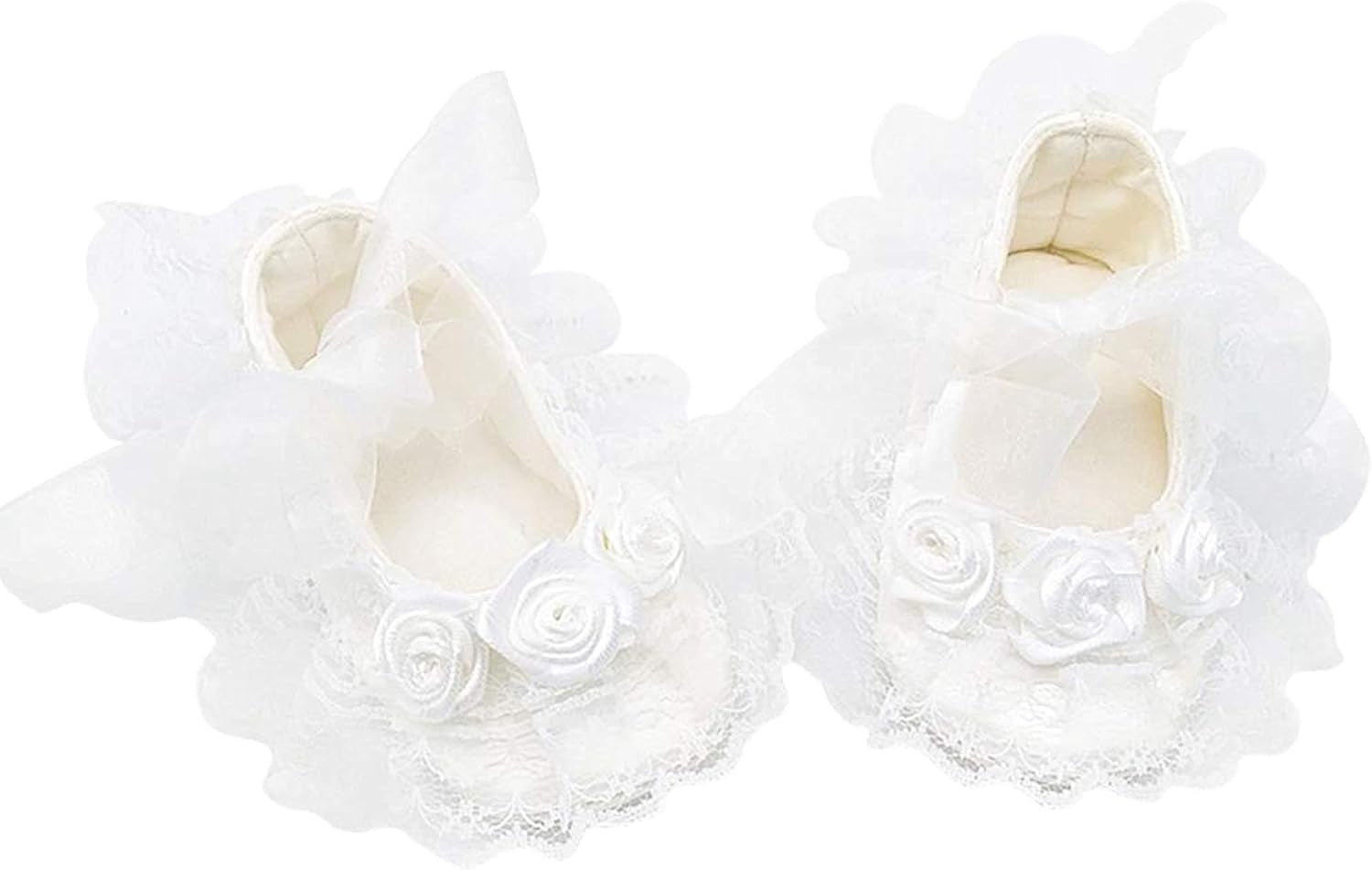 Baby Girls Infant Christening Baptism Lace Newborn Photo Shoot Communion Shoes and Headband Set