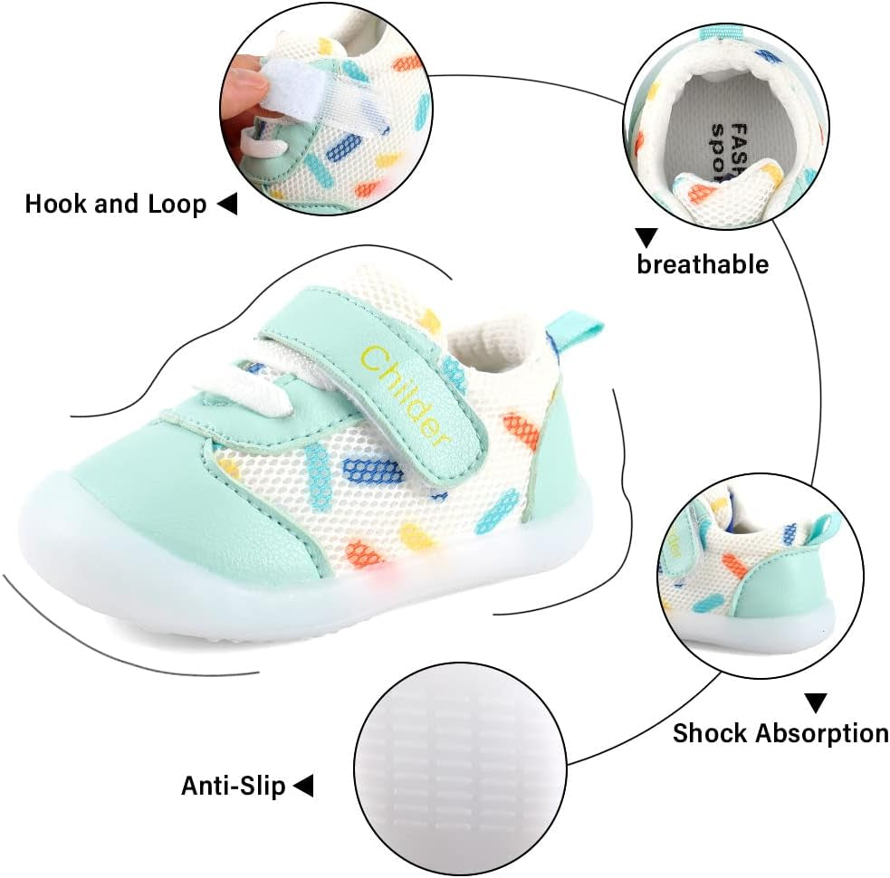 Baby Shoes Boy Girl Infant Sneakers Breathable Mesh Walking Shoes Non-Slip Rubber Sole Toddler Crib First Walker Shoes