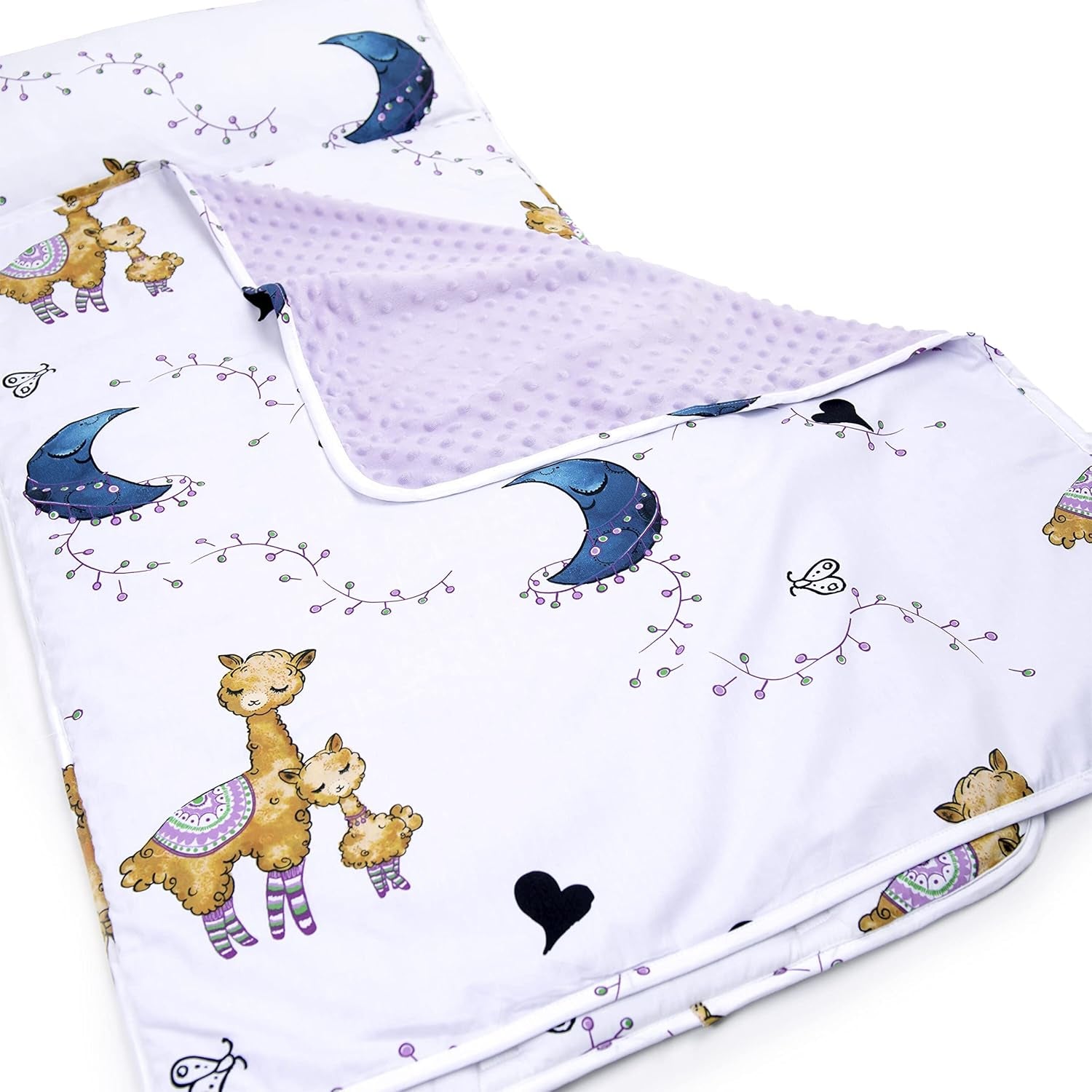 Nap Mat for Kids - Cozy Kids Rest Mat with Removable Pillow and Ultra Soft Blanket for Preschool, Daycare, and Sleepovers - Llama & Mama