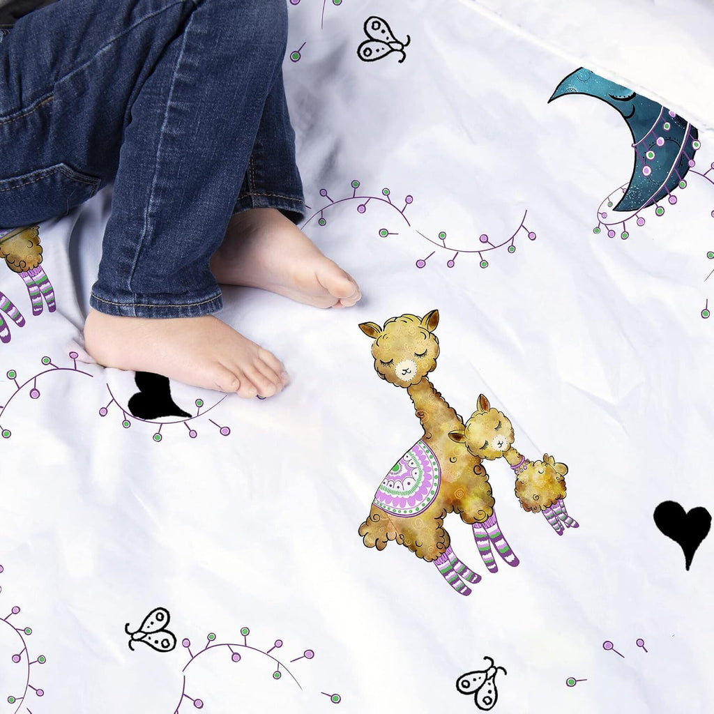 Nap Mat for Kids - Cozy Kids Rest Mat with Removable Pillow and Ultra Soft Blanket for Preschool, Daycare, and Sleepovers - Llama & Mama