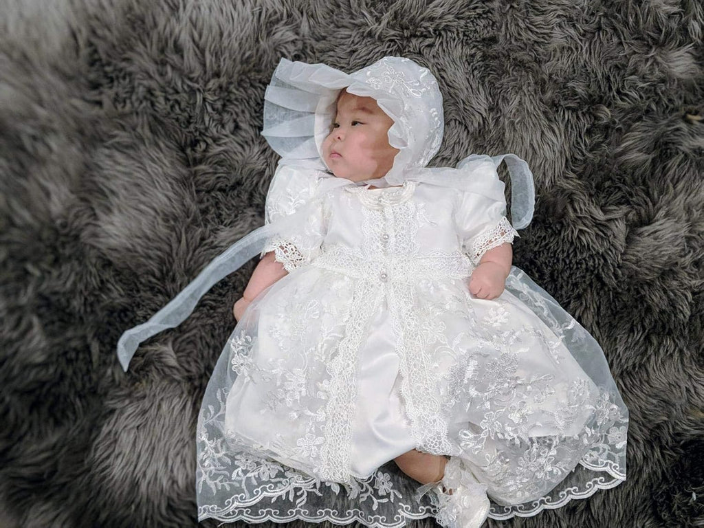 Baby Girls Infant Christening Baptism Lace Newborn Photo Shoot Communion Shoes and Headband Set