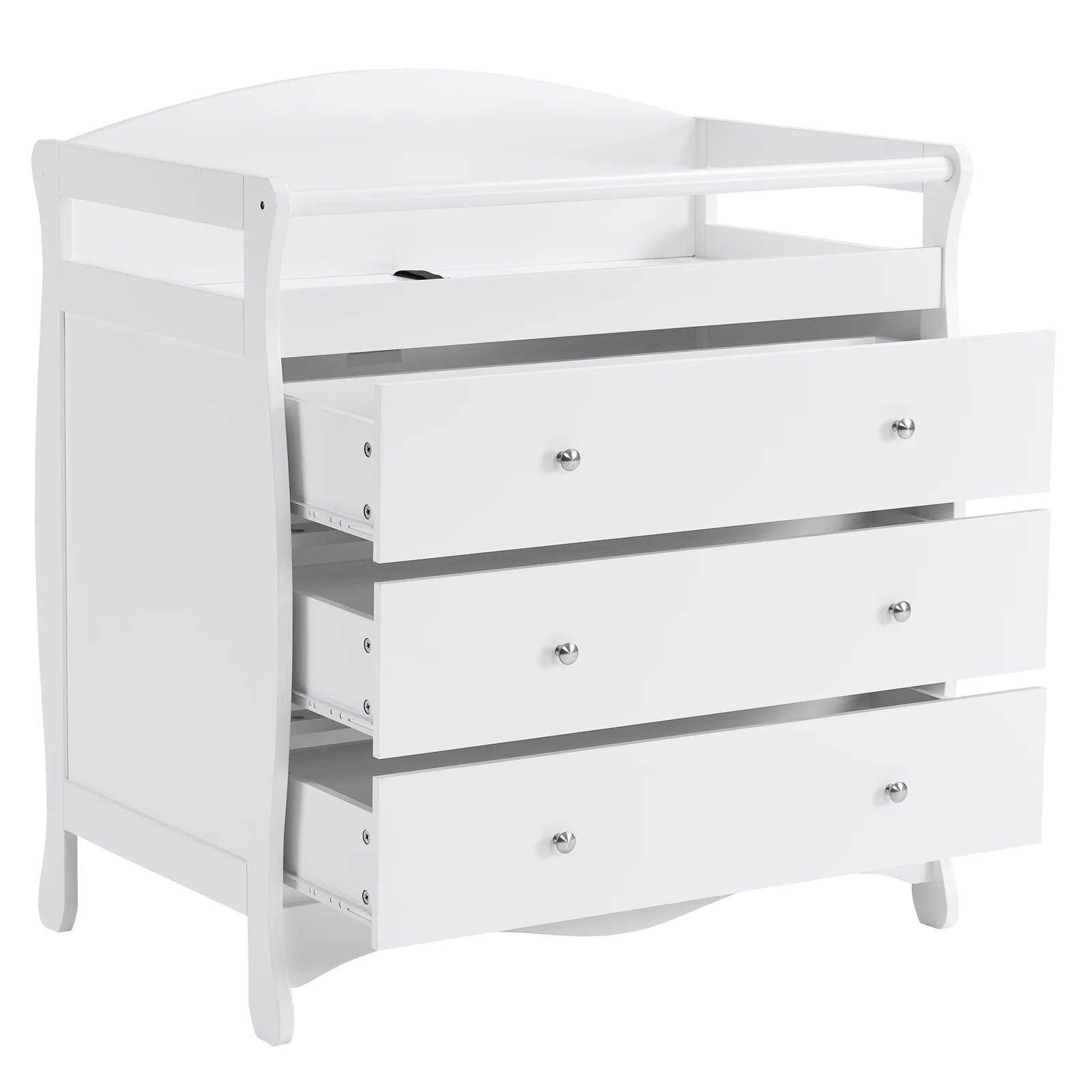3-Drawer Changing Table, Wood Infant Diaper Changing Station, Baby Dresser for Nursery, (White)
