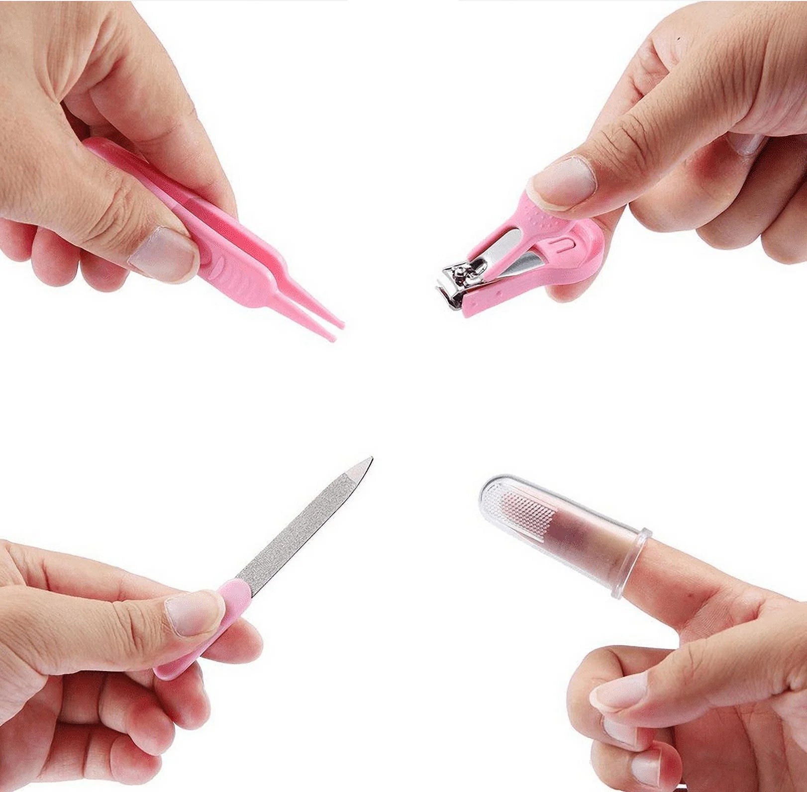 Torubia 10 in 1 Baby Healthcare and Grooming Kit for Baby Girl Boy Newborn Babycare Accessories, Baby Health Care Set Portable Baby Care Kit, Include Nose Cleaner Nails Clipper Tweezers (Pink)