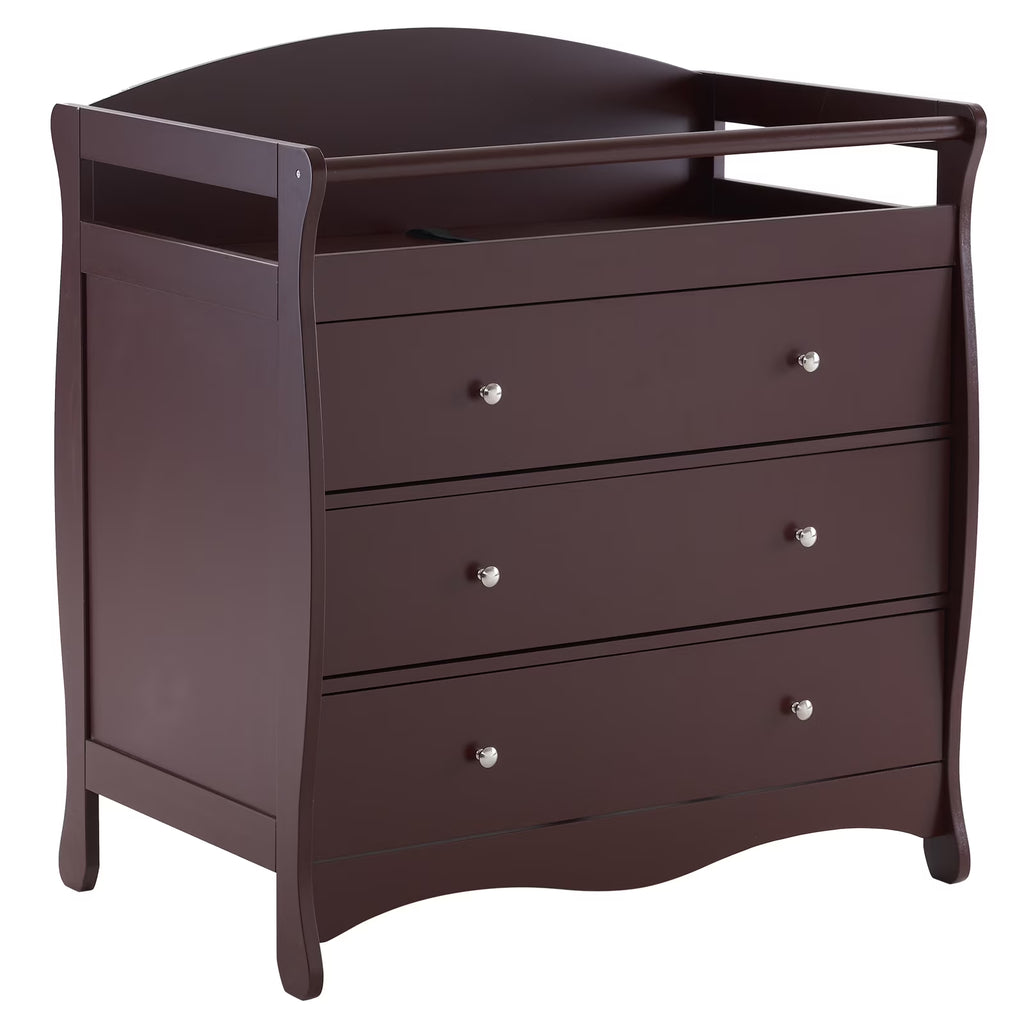 3-Drawer Diaper Changing Table with Safety Rails, Brown