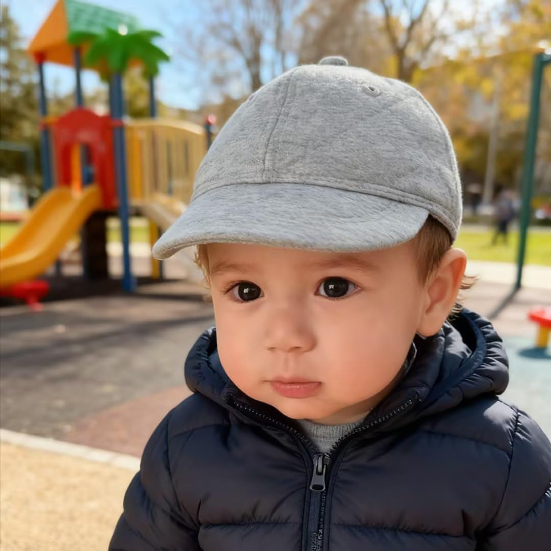 Baby Baseball Cap Infant Sun Hat, Cotton Knit with Soft Brim, Adjustable Soft Newborn Toddler Cap