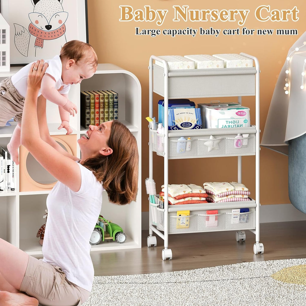 3-Tier Baby Diaper Caddy Cart Organizer,Mobi