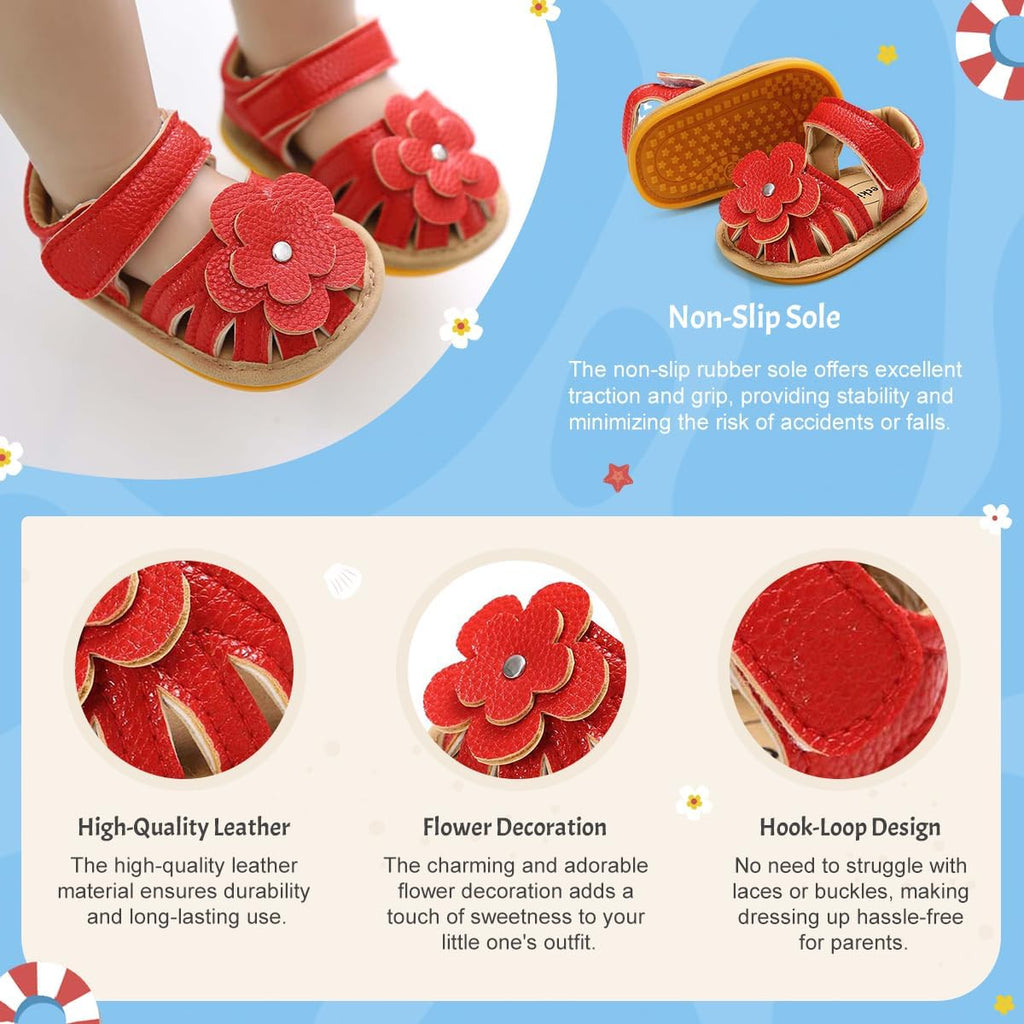 Baby Infant Girls Boys Sandals Non Slip Rubber Sole Summer Beach Outdoor First Walker Crib Shoes